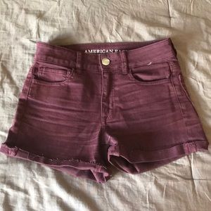 AEO burgundy high-rise shorts, perfect condition.